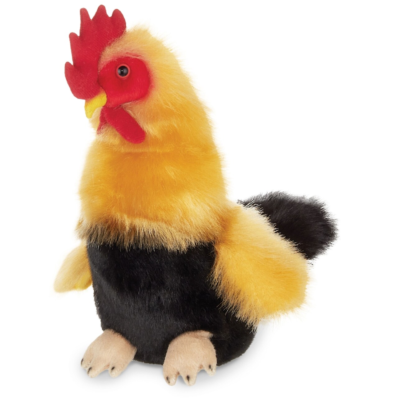 Bearington Roy Rooster Stuffed Animal - 9.5" Chicken Plush Toy with Realistic Details - Soft Yellow and Black Stuffed Chicken with Bean Bag Body - Adorable Farm Animal Gift for Kids and Collectors
